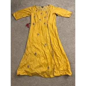 South Asian Kameez S4U Kurta Dress Womens XL Mustard Yellow Excellent